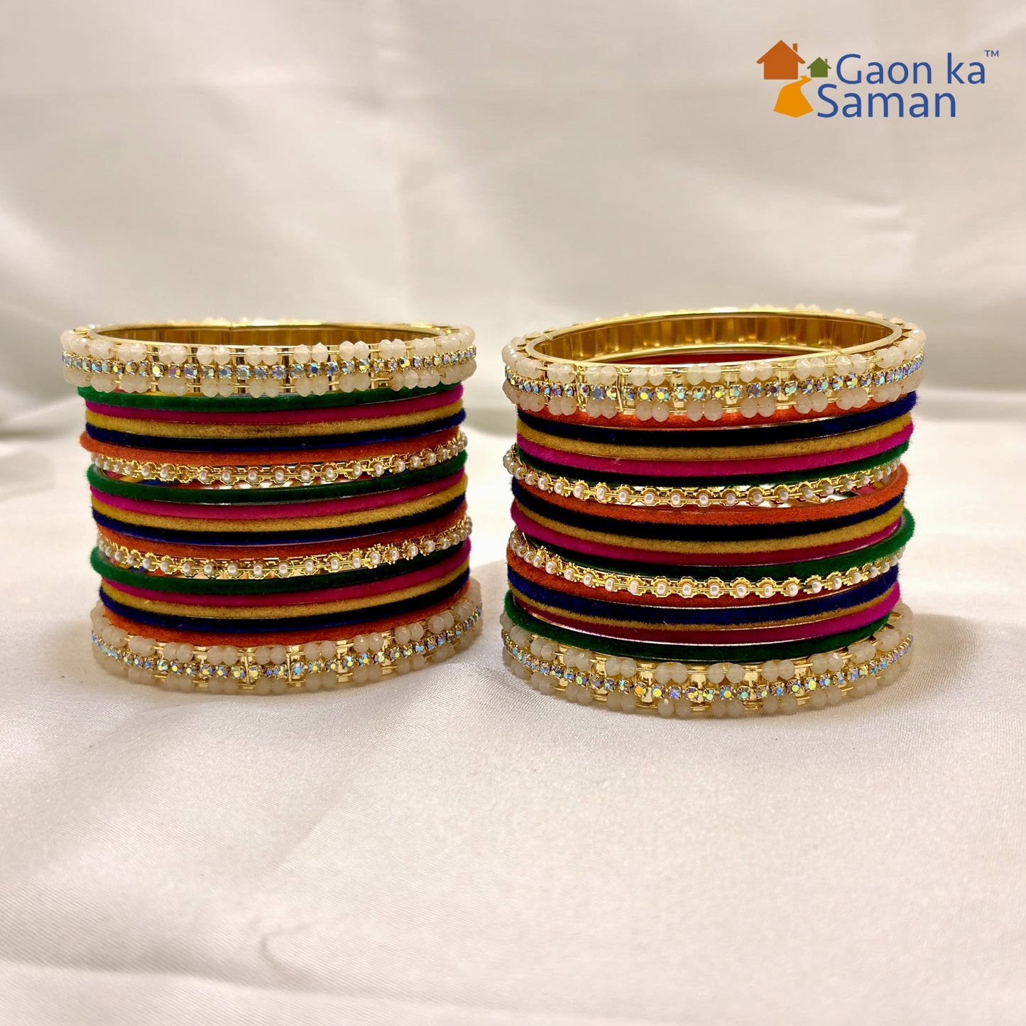 Traditional Multicolor Velvet Fancy Bangles Set Of 38 Bangles For Woman and Girls