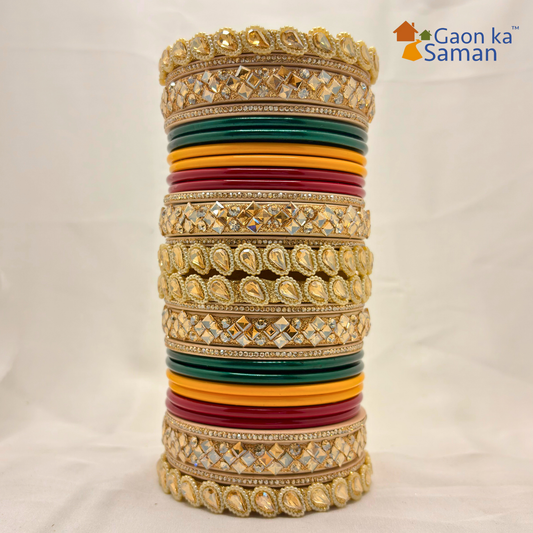 Rajasthani Rajwadi Bridal Lac Bangles Set With Beautiful Punjabi Look Design