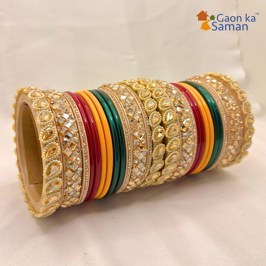 Rajasthani Rajwadi Bridal Lac Bangles Set With Beautiful Punjabi Look Design