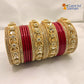 Punjabi Lac Bangles Set with Beautiful Kundan Design Red Colour