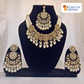 Stone Studded Brass Heavy Necklace Set With Earrings And Mangtika