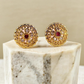 Floral Pink Rhinestone Gold-Plated Studs | Traditional earring for Girls and Women.