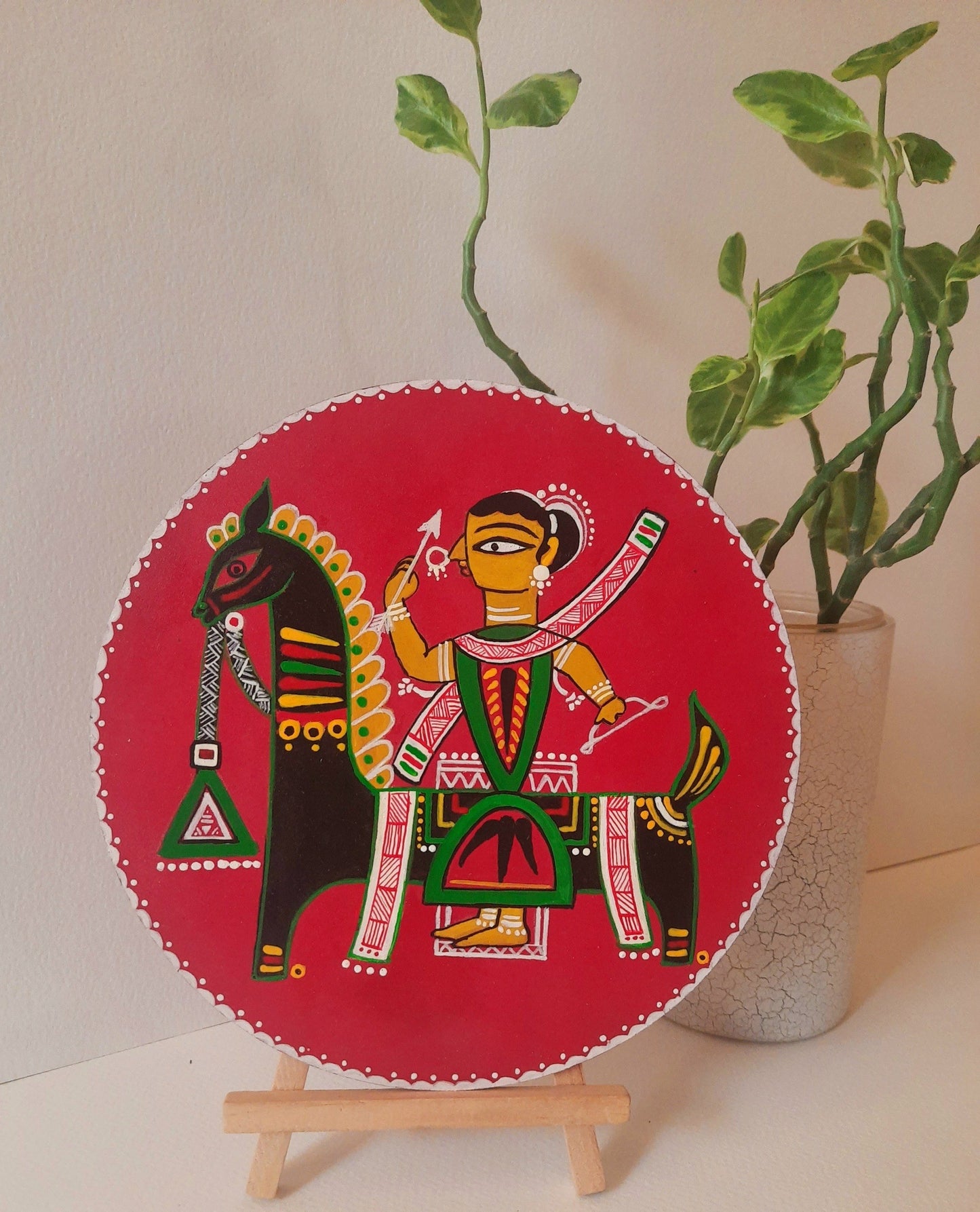 durga,handpainted,mdf plates