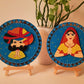 Set of two Handpainted 6" mdf plates with Rajasthani couple, on stands-2