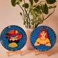 Set of two Handpainted 6" mdf plates with Rajasthani couple, on stands-2