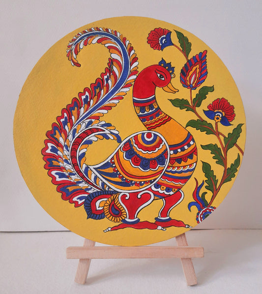 kalamkari painting,peacock,mdf plates