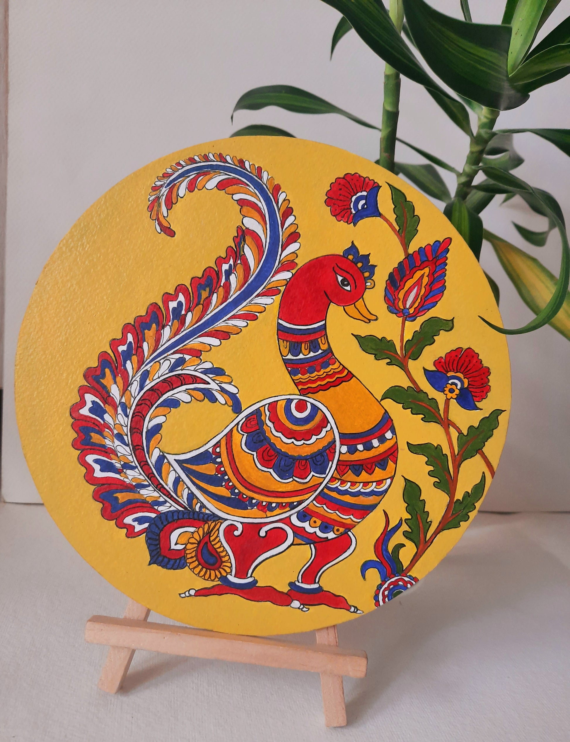 kalamkari painting,peacock,mdf plates