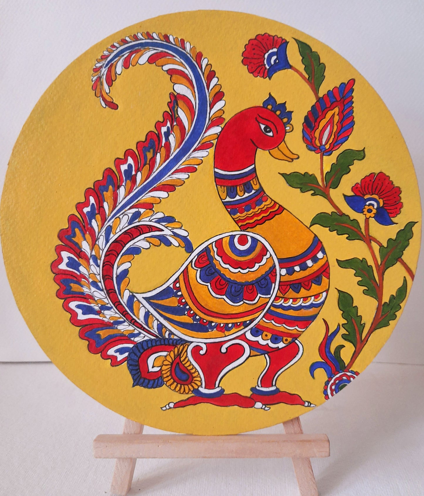 kalamkari painting,peacock,mdf plates