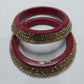 Maroon Lakh Bangdi Set with Golden Rhinestones | For Girls and Women.