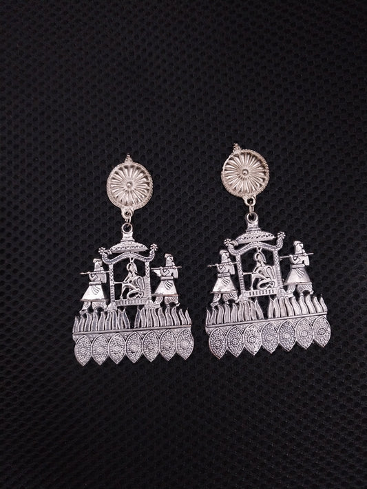 Silver Oxidised Doli Barat Traditional Earrings | For Girls and Women