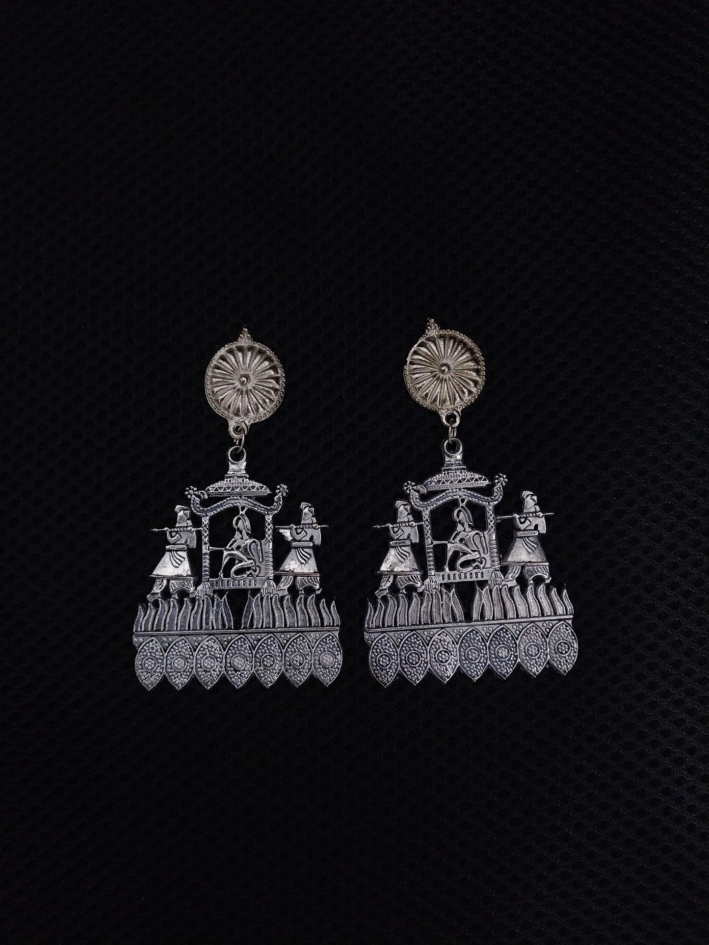 Silver Oxidised Doli Barat Traditional Earrings | For Girls and Women