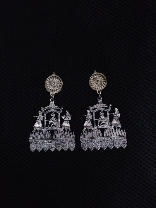 Silver Oxidised Doli Barat Traditional Earrings | For Girls and Women