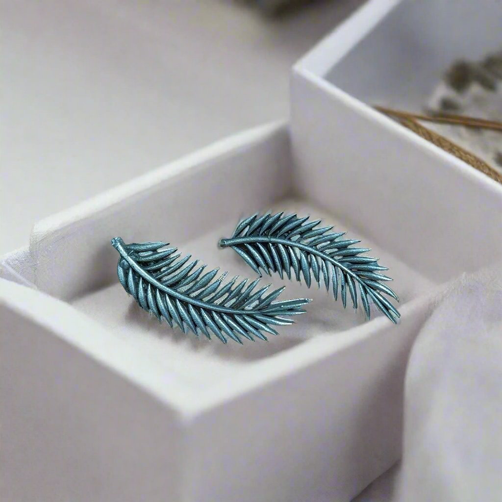 Arc-Designed Leaf Earrings Silver Oxidized Traditional | For Girls and Women