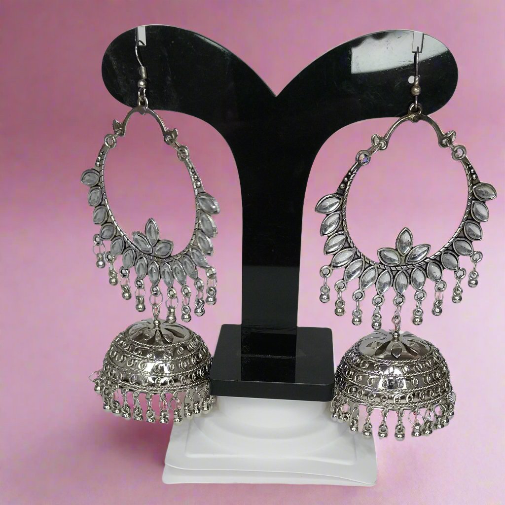 Floral Chandi Bali Jhumka Silver Oxidized | Traditional Jhumka/Earrings | for Women and Girls.