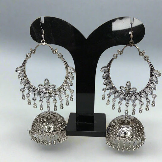 Floral Chandi Bali Jhumka Silver Oxidized | Traditional Jhumka/Earrings | for Women and Girls.