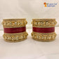 Punjabi Lac Bangles Set with Beautiful Kundan Design Red Colour