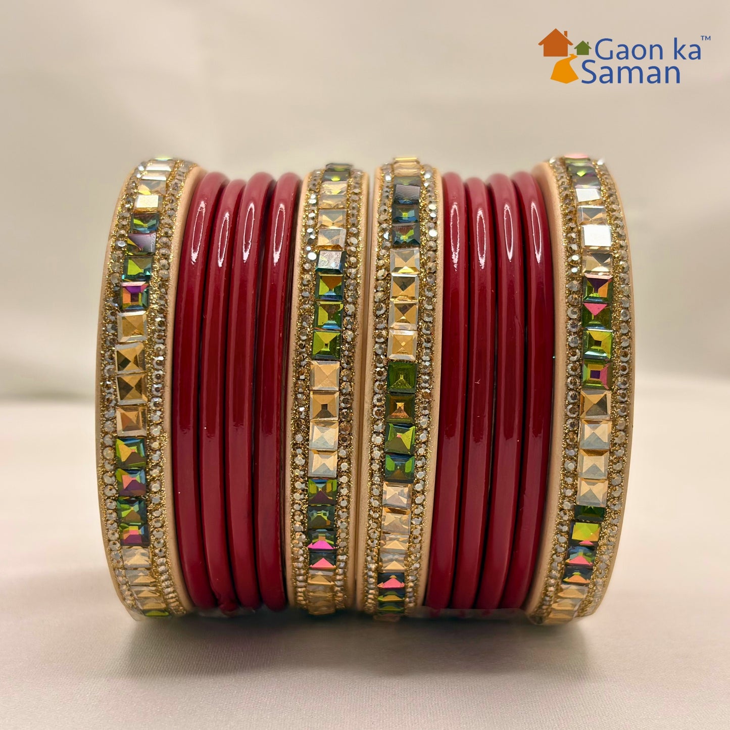 Rajasthani Lac Bangles Set in Latest Design Red Colour