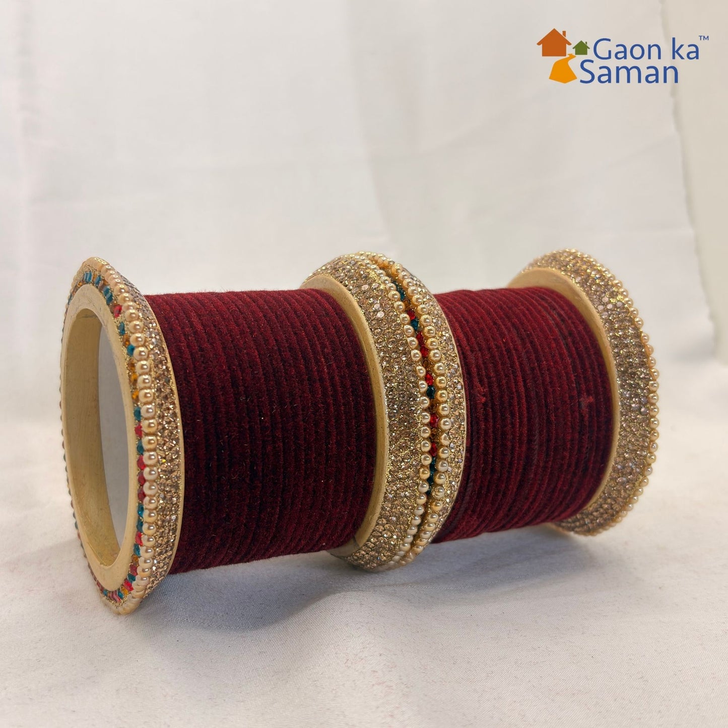 Premium Punjabi Wedding Bangles Set With Beautiful Multi Stone Lac Bangdi Velvet Plain Chudi Design