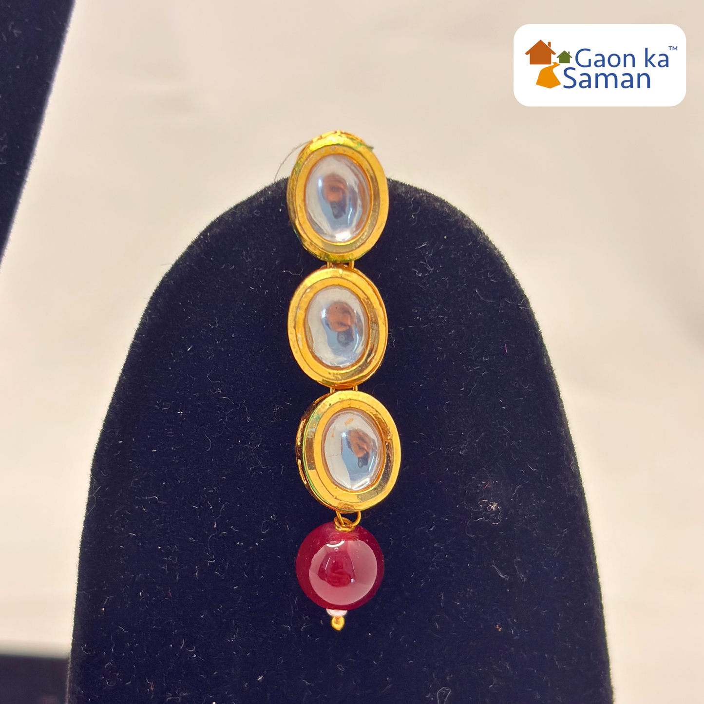 Beautiful Gold Plated Kundan And Ruby Necklace With Earrings