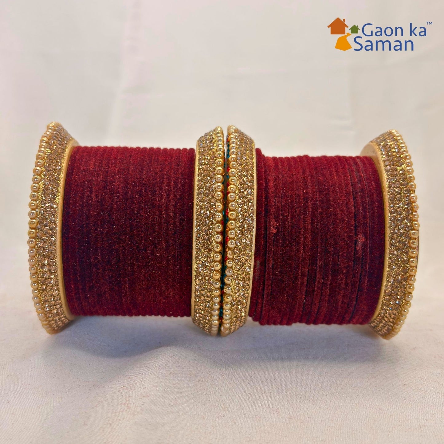Premium Punjabi Wedding Bangles Set With Beautiful Multi Stone Lac Bangdi Velvet Plain Chudi Design