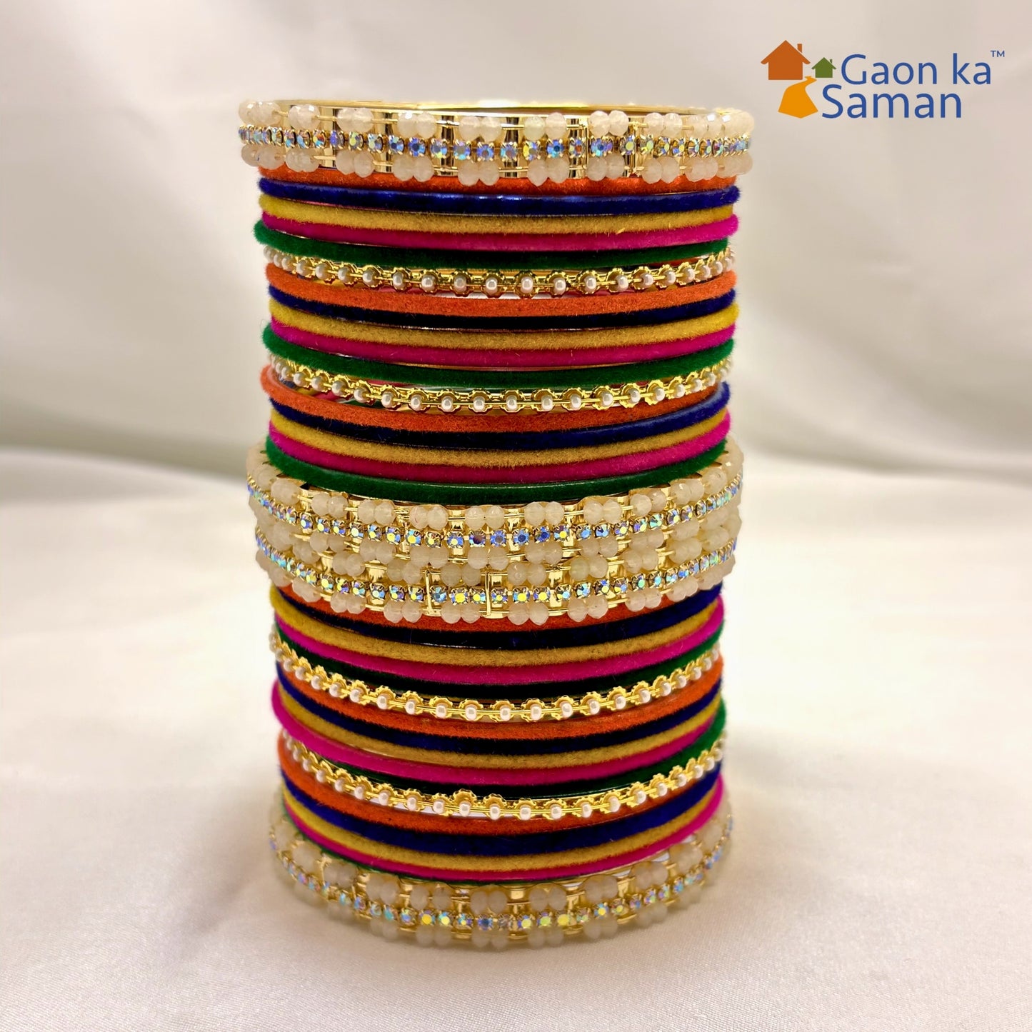 Traditional Multicolor Velvet Fancy Bangles Set Of 38 Bangles For Woman and Girls