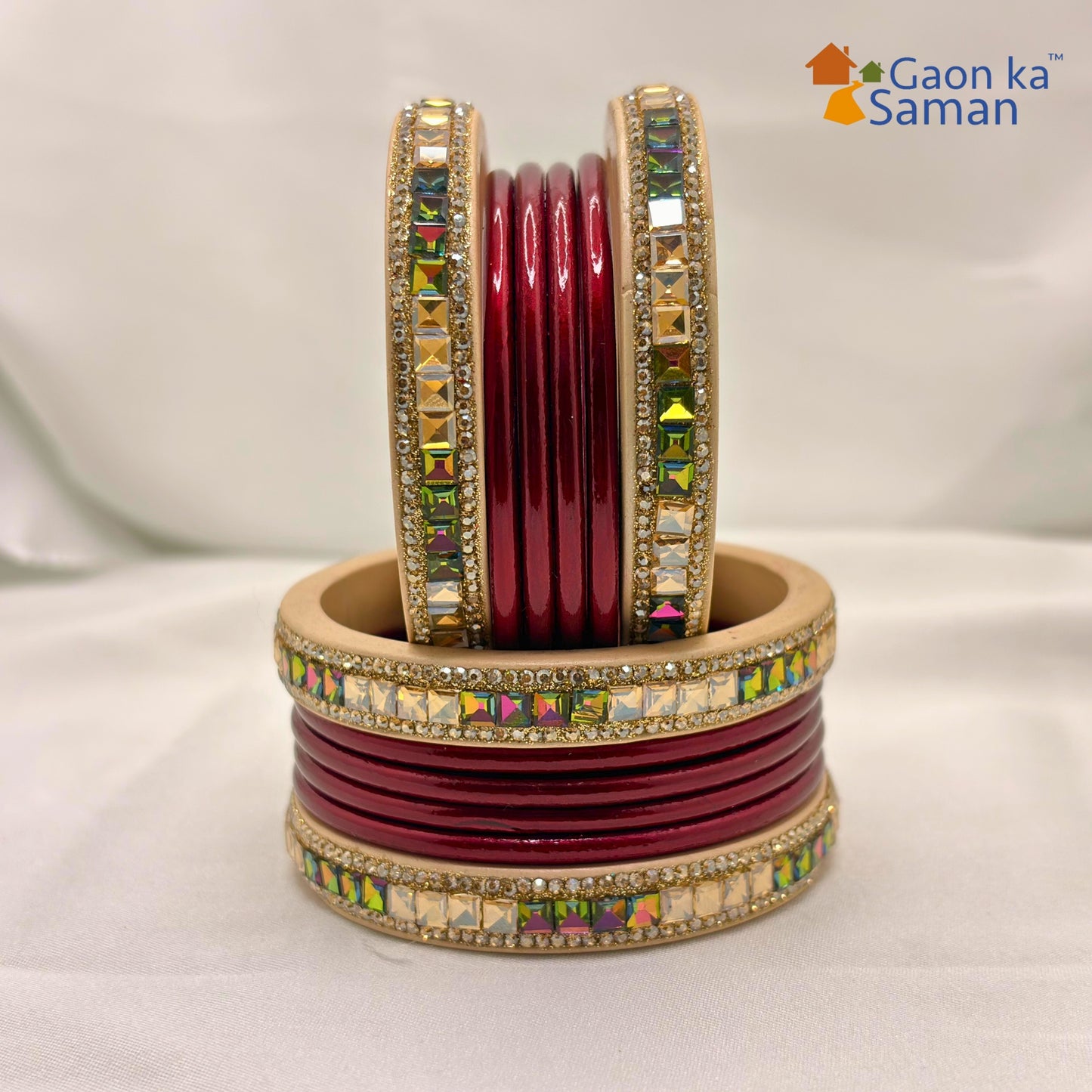 Rajasthani Lac Bangles Set in Latest Design Red Colour
