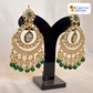Beautiful Kundan Chand Bali Earrings Maroon colour & Green Colour
