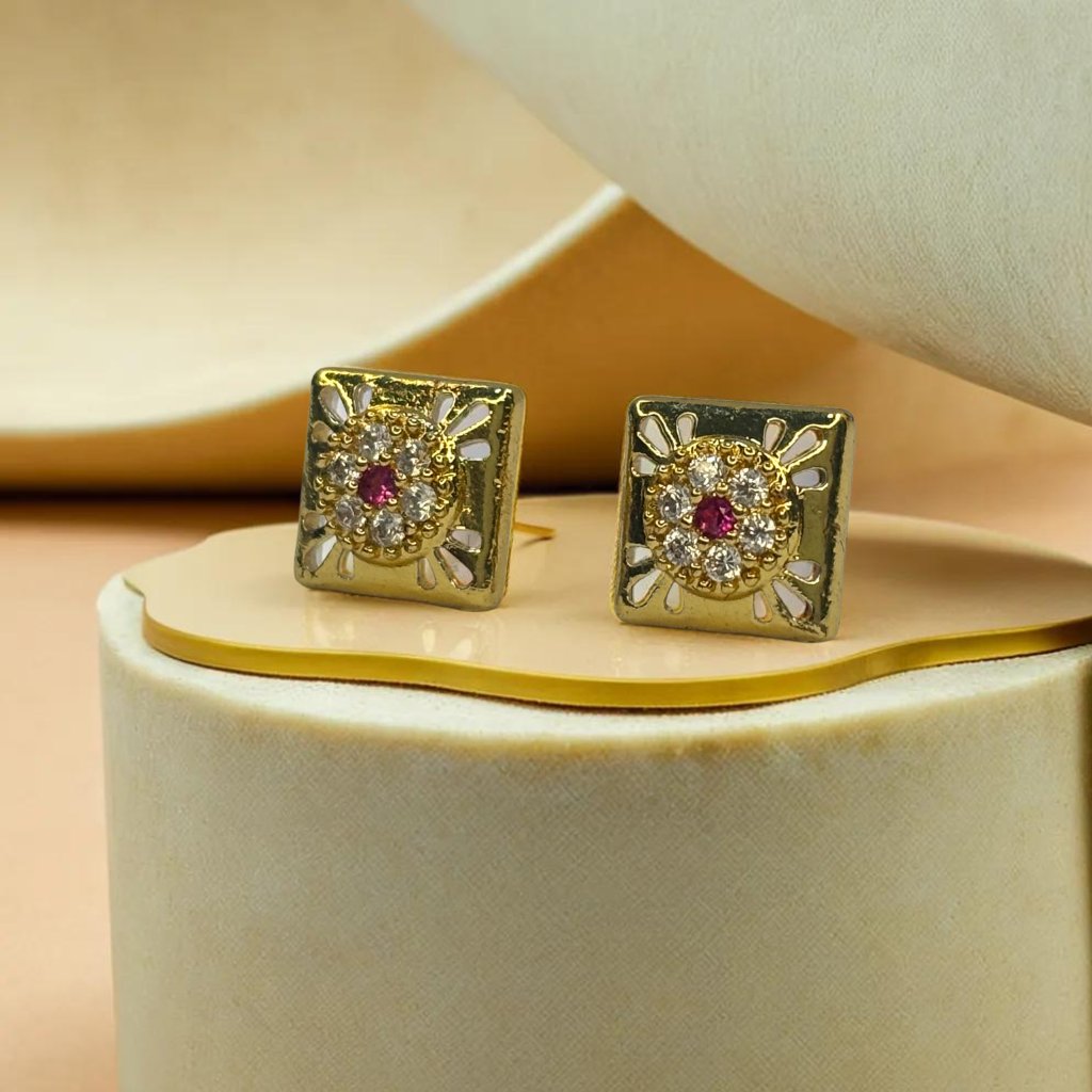 Gold Platted Blue and Red Radiance Studs | Traditional Jewelry | For Girls & Women.