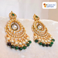 Beautiful Kundan Chand Bali Earrings Maroon colour & Green Colour