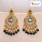 Beautiful Kundan Chand Bali Earrings Maroon colour & Green Colour