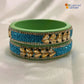 Sky Blue Colour Kundan Topaz Fitted Kada Latest Design Rajasthani Bangles | Set of 2 lakh Bangles | Traditional Kada | For Women and Girls
