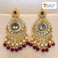 Beautiful Kundan Chand Bali Earrings Maroon colour & Green Colour