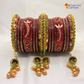 Rajasthani Lac Bangles Set, Red Colour with Crystal Work, Traditional Lakh Chuda, 14 Pieces