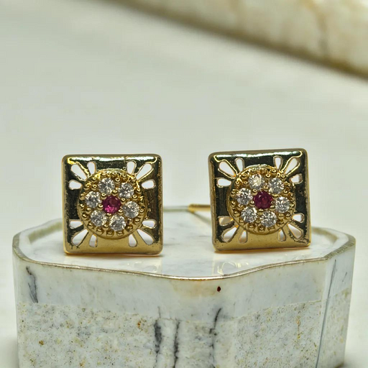 Gold Platted Blue and Red Radiance Studs | Traditional Jewelry | For Girls & Women.