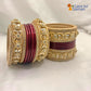 Punjabi Lac Bangles Set with Beautiful Kundan Design Red Colour