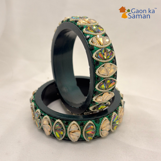 Rajasthani Traditional Lac Kada Bangles For Women & Girl With Latest Kundan Design