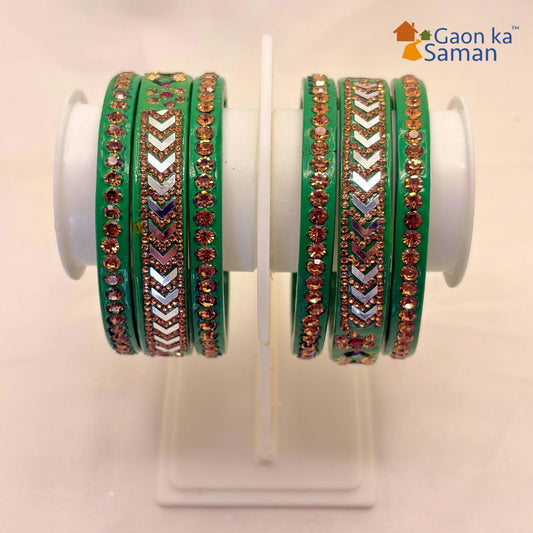 Latest Pure Lac Kundan Chura For Women ( Pack Of 6)