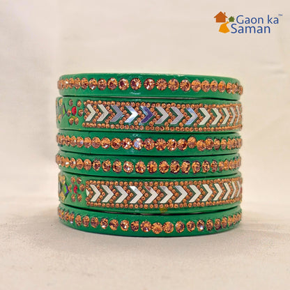 Latest Pure Lac Kundan Chura For Women ( Pack Of 6)