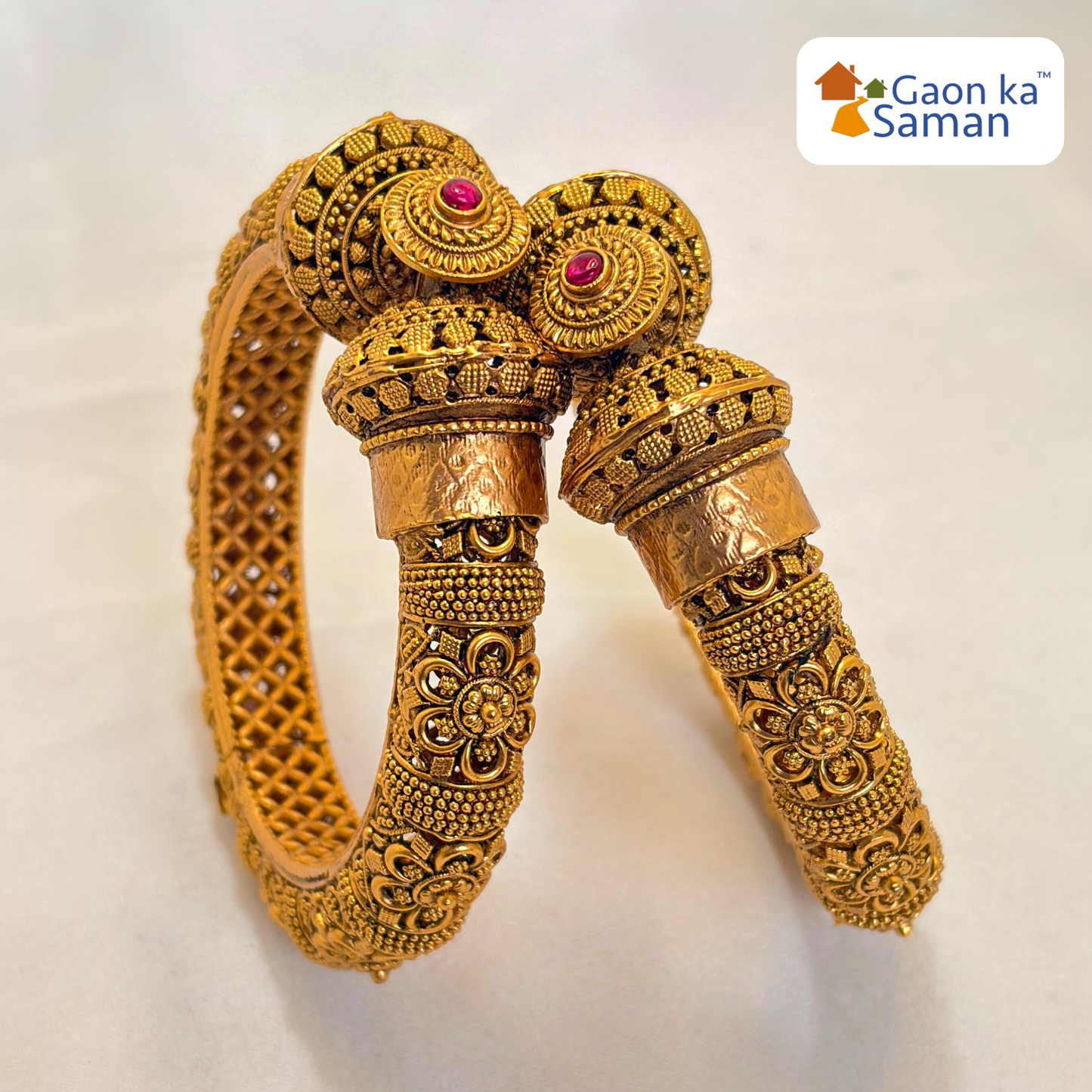 Wedding Party Wear Gold Plated Bangle Rajwadi Polish Openable Bangles