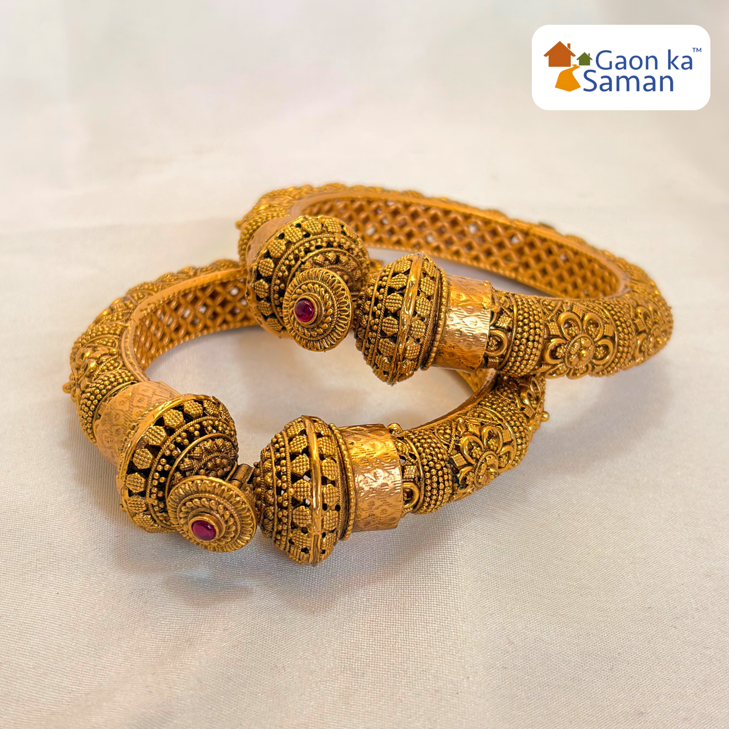 Wedding Party Wear Gold Plated Bangle Rajwadi Polish Openable Bangles