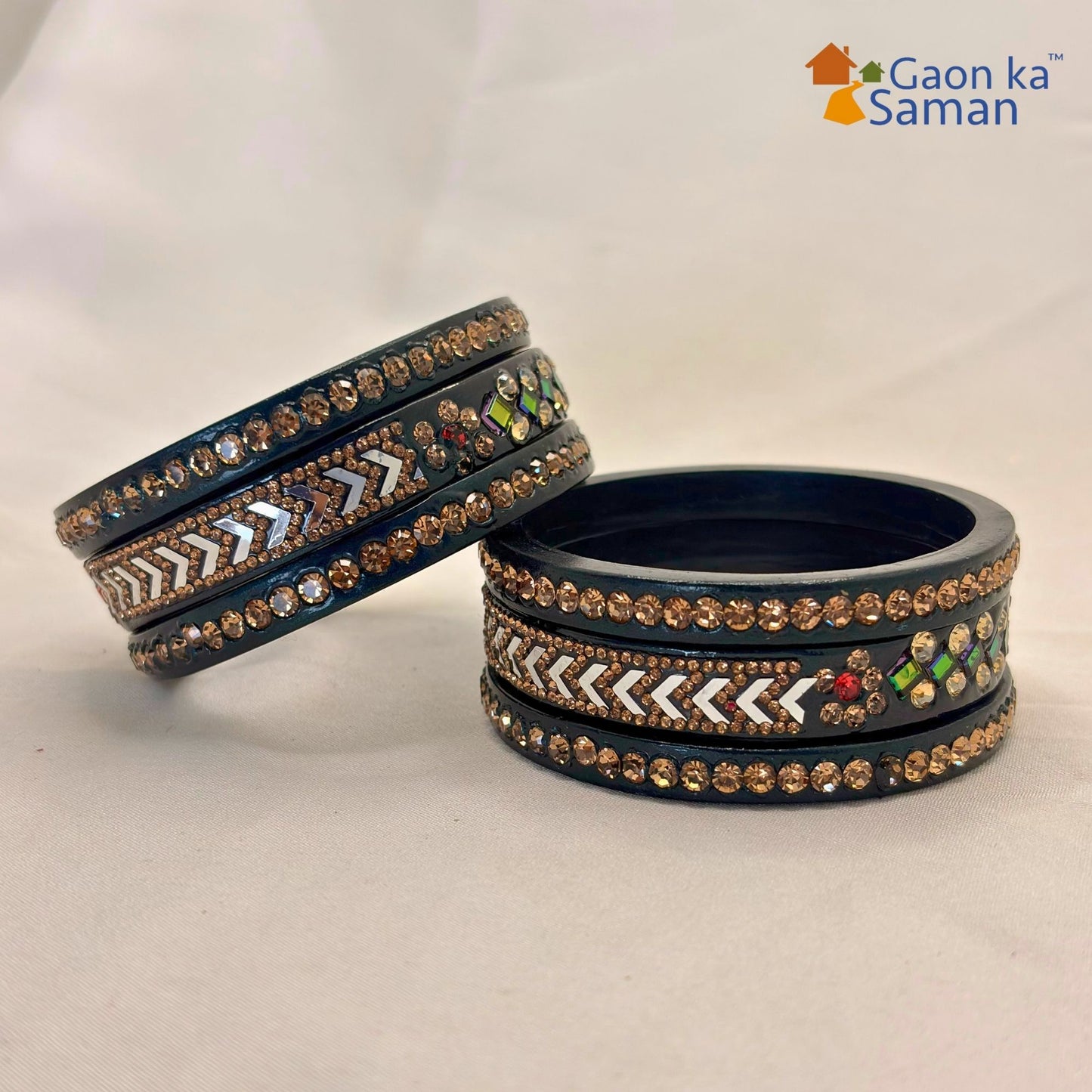 Latest Pure Lac Kundan Chura For Women ( Pack Of 6)