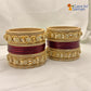 Punjabi Lac Bangles Set with Beautiful Kundan Design Red Colour