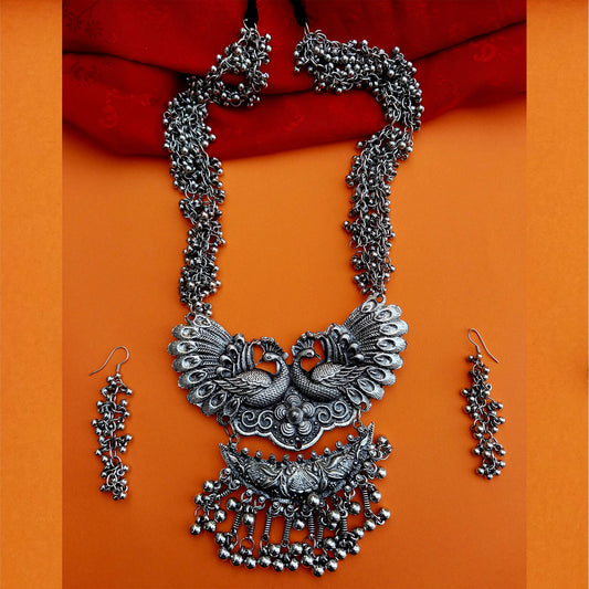 Afgani Dual Peacock Rani Haar| Oxidized Necklace Set|Traditional Handmade Necklace |for Women & Girls.