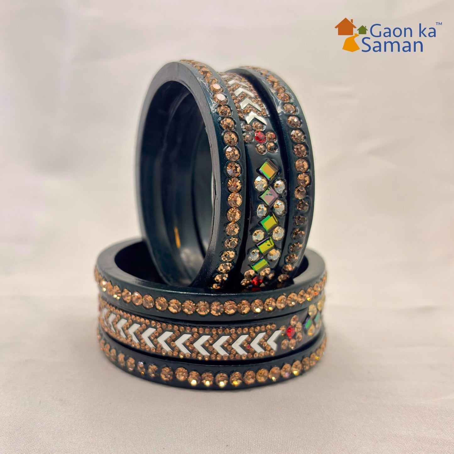 Latest Pure Lac Kundan Chura For Women ( Pack Of 6)