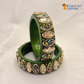 Rajasthani Traditional Mehandi colour Lac Kada Bangles For Women & Girl With Latest Kundan Design