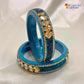 Traditional Firozi Colour Kundan Topaz Fitted Kada Latest Design Rajasthani Bangles | Set of 2 lakh Bangles | Traditional Kada | For Women and Girls