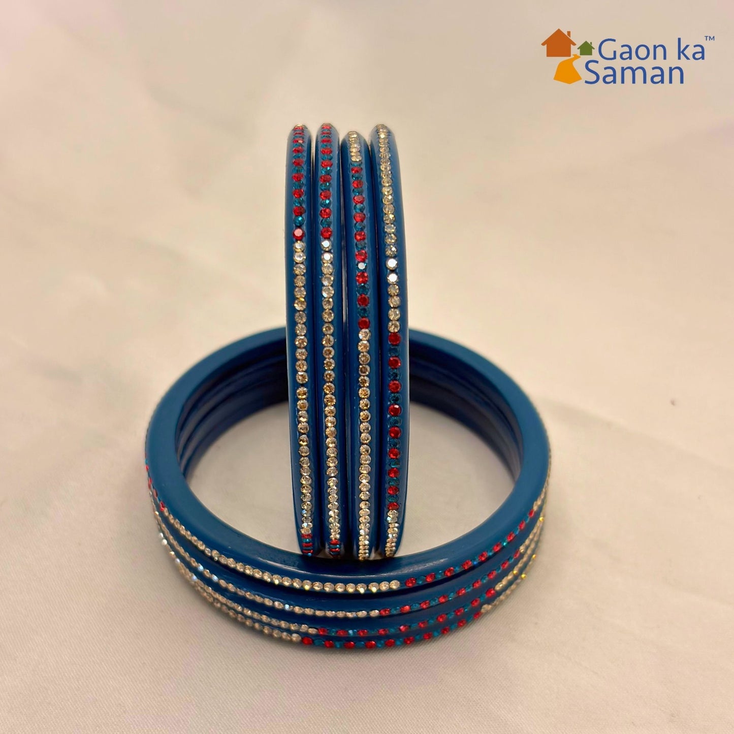 Rajasthani Lac Bangles With Beautiful Mirror And Stone Design Churi ( Pack Of 8 )