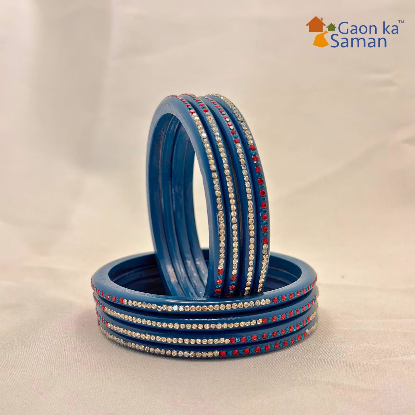 Rajasthani Lac Bangles With Beautiful Mirror And Stone Design Churi ( Pack Of 8 )