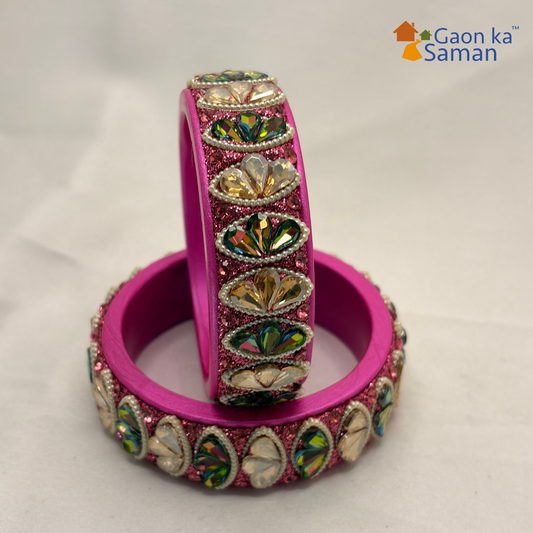 Rajasthani Traditional Lac Kada Bangles For Women & Girl With Latest Kundan Design