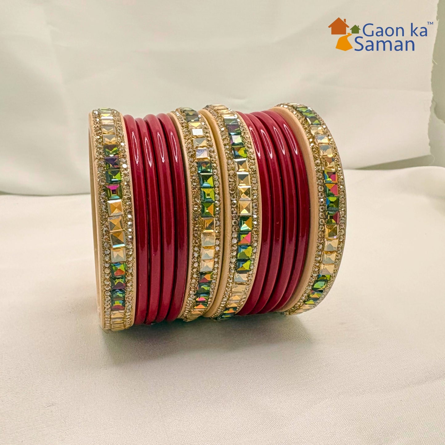 Rajasthani Lac Bangles Set in Latest Design Red Colour